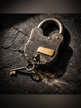 Vintage Metal Padlock with Keys